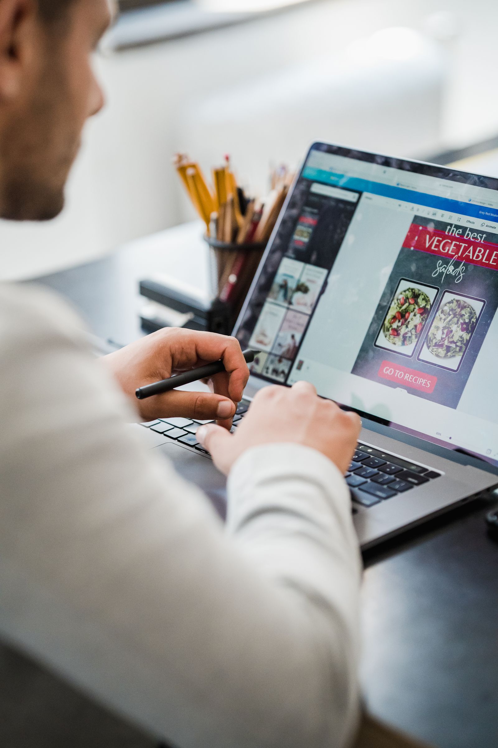 Website design on a laptop screen