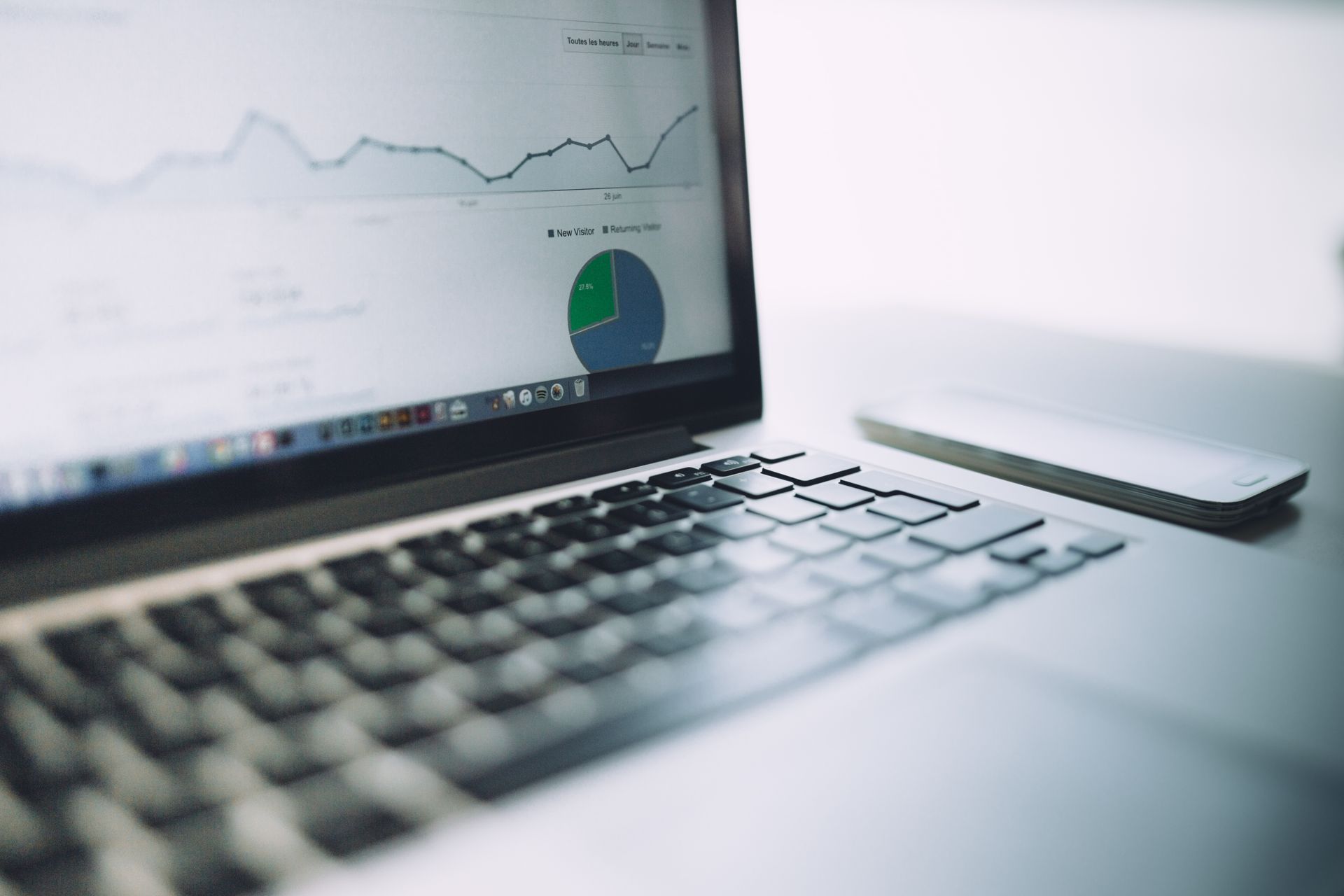 Laptop showing a live analytics dashboard
