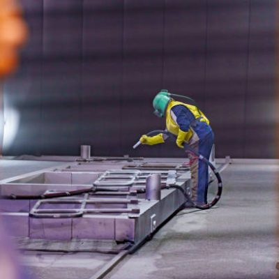 Sandblasting or abrasive blasting for steel pipes before painting and coating Sandblasting or abrasive blasting for steel pipes before painting and coating